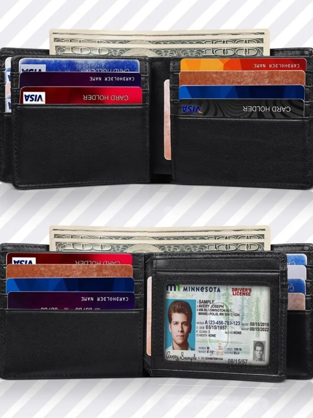 Genuine Leather Bifold Wallet for Men | RFID Blocking, 15 Card Holders, ID